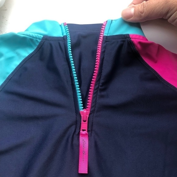 Eddie Bauer Girls Colorblock Short Sleeves Rash Guard Swim Top Size L(14-16) - Picture 6 of 13